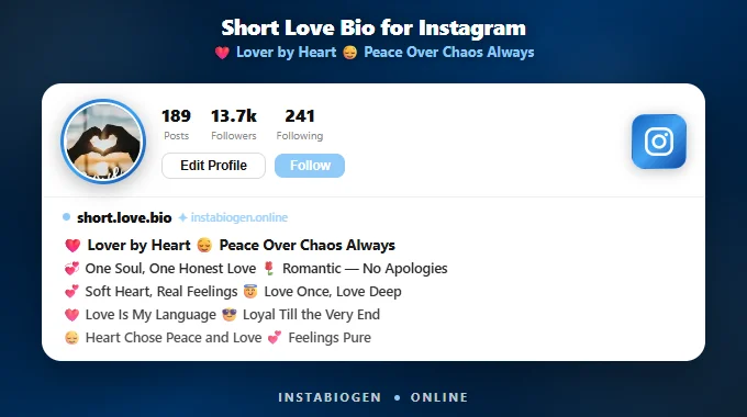 Short Love Bio for Instagram